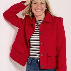 Evereve Red Rivi Two Pocket Coat-Small